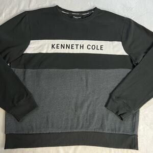 Kenneth Cole Black & Gray Logo Sweatshirt Crew neck Size XL